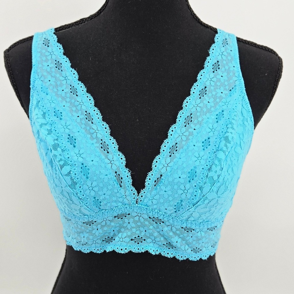 Wacoal Halo Lace Convertible Wire Free Bralette Turquoise Plunge Intimates 38